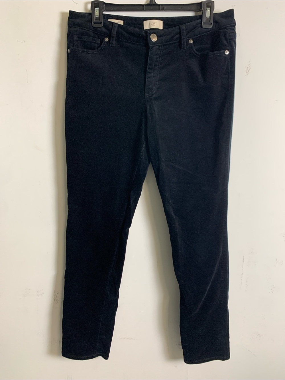 LOFT Black Corduroy Slim-Leg Pants
